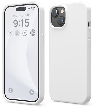 elago Flüssig Silikon Case Kompatibel mit iPhone 15 Hülle, Premium Silikon Handyhülle, Ganzkörper Schutzhülle [4 Lagige Stoßfeste Struktur], Kratzfestes Weiches Mikrofaserfutter (Weiß)