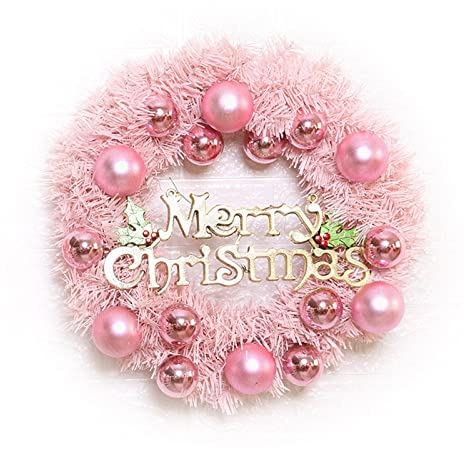 Künstliche Blumengirlande – 30/40/50/60 cm, rosa Weihnachtskranz, Roségold, Weihnachtskugel, Buchstabe, Frohe Weihnachten, Türgirlanden, Naviidad Goods, frohes neues Jahr 2022 (Farbe: 30 cm) (Color :