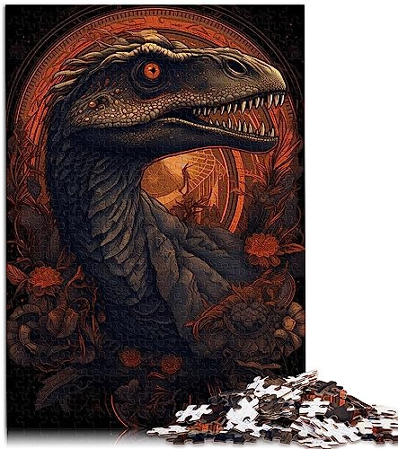 Puzzle Stilvolle Velociraptor-Puzzles 1000 Teile Holzpuzzles für Erwachsene und Kinder ab 12 Jahren Lernspiel Herausforderungsspielzeug Größe: 50x75 cm