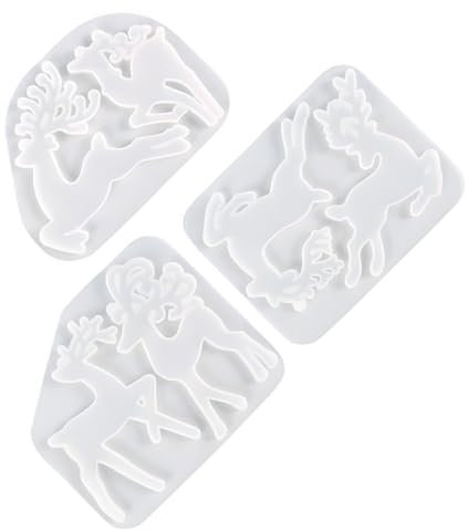 OHPHCALL 3st Kristallharzformen Süßigkeitenform Anhänger-epoxid-gussform Weihnachtsbackform Antihaftbeschichtete Kuchenform Rentier-silikonformen Formen Aus Kieselgel Elch Weiß Schmücken