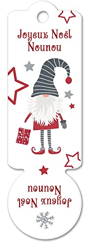 Jeton de caddie porte clés Joyeux Noël Nounou en plexi. Idée cadeau de noël nounou original. 7,5X2,3cm