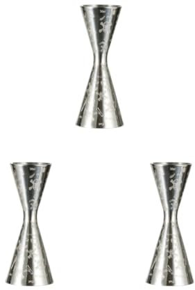 Set di 3 misurini per cocktail e baristi, in acciaio inox, 30 ml-45 ml, argento