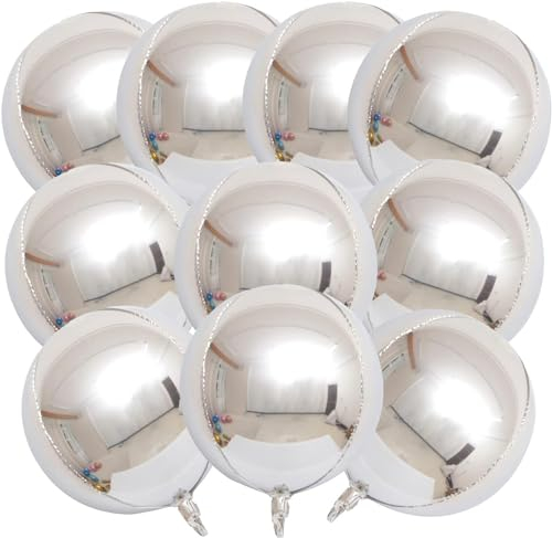 10 Pezzi Palloncini Argento Metallizzato Ballons Argento Foil Compleanno 22Inch Palloncino Elio Giganti Adatto Per Compleanno, Festa, Decorazione Di Matrimonio