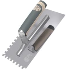 Ardex Zahnkelle - Profi Edelstahl Glättekelle - Zahnspachtel zum Verlegen von Fliesen - Ergonomisch Griff - Made in Germany (400 x 130 mm, 0,7 mm, 10 x 10 mm)