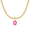 Mesovor Klobige Gold Kristall Kette für Damen Trendig, 18 Karat Vergoldete Statement-Kielkette | Geburtsstein-Halskette, Schmuck Geschenke (Quadrat-Neon Pink)