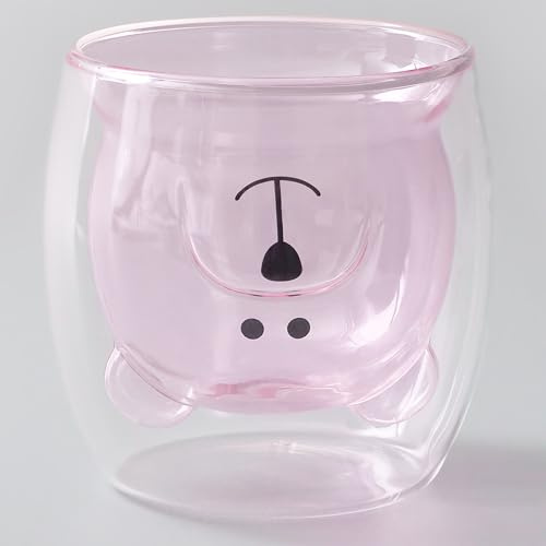 G Decor Funny Teddy Bear Double-Walled Glass (Pink)
