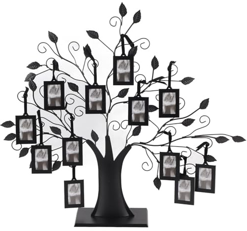 Cocoarm Cadre Photo d'arbre Généalogique sur Pied pour Photos de Famille, Arbre en Métal, Cadre Photo Finement sculpté pour Photos de Famille (Grand Livré avec 12 Cadres Photo de 6,4 * 4,6