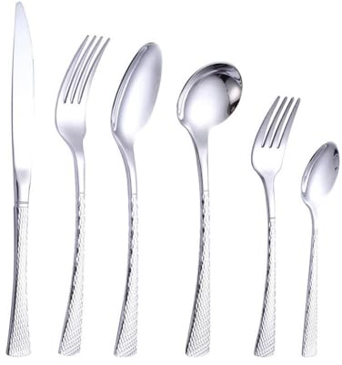 Set di posate in acciaio inox 304 a doppia faccia a coda di pesce, set di posate per casa, ristorante, bistecca, forchetta da frutta, cucchiaio da dessert, 6 pezzi, 6 misure