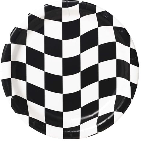 Trendware Black and White Check Dessert Plates, 24 Count