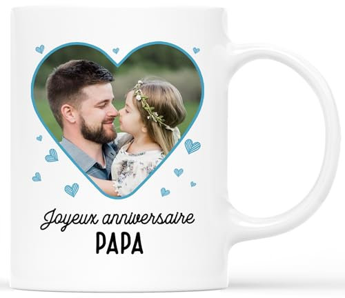 𝗖𝗔𝗗𝗘𝗔𝗨 𝗣𝗟𝗨𝗦 Mug Personnalisé Photo et Prénom - Mug Pour Toute La Famille - Cadeau Fete Des Peres Personnalisé, Cadeau Papa Personnalisé, Tasse Personnalisable Fete Des Pere