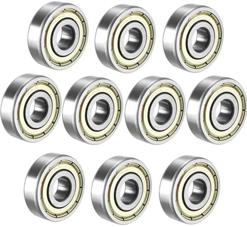 DITK-U 10 Stück 608z Miniaturkugellager Stahl Kugellager Rillenkugellager Doppelt Versiegelt Edelstahl Kugellager für Skateboards, Roller, Inline Skates, 8mm x 22mm x 7mm
