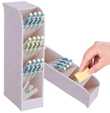 Tissting Stifthalter Aufbewahrungsbox, Stiftehalter Schreibtisch Stifte Organizer mit 4 Fächern multifunktional, Schreibtisch Stifteköcher, Stiftehalter für Schule, Zuhause, Büro, Kunstbedarf(Beige)