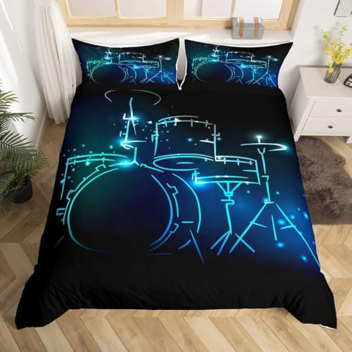 Bettwäsche 3 Teilig Microfaser, Weiche Bettbezüge Set Bettwäsche Set 3D Rockmusik-Thema 240X220 cm Druck Bettwäsche-Set Mit Reißverschluss 1 Bettbezug Und 2 Kissenbezug-690821367