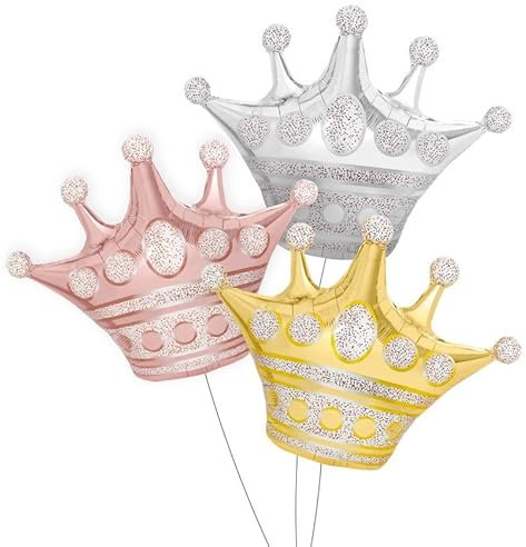 OH YEAH - Set palloncini Foil Corone - 76 cm - 3 pezzi Corona Argento, Oro e Oro Rosa - Decorazione Festa - Decorazione Re Magi - Adatto Elio e Aria - Facile da montare