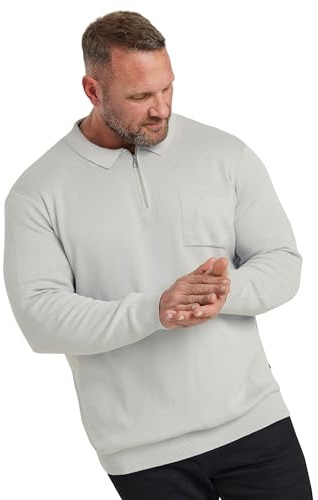 BadRhino Big & Tall Milano Knit Quarter Zip Jumper - Men's - Plus Size Curve
