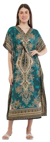 Shah Crafts.Women Kaftan Dress Kimono Long Beach Cover Up Gown Swimsuit Maxi Top Night Dress Robe Loungewear Plus Size Sky Blue