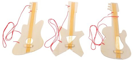 KOMBIUDA Handgefertigter Gitarrenbausatz Aus Holz 3-teilig Kinderspielzeug Gitarre Musikinstrumente Für Kleinkinder Bauen Sie Ihre Eigene Gitarre