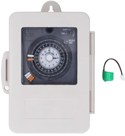 Minuterie mécanique, minuterie robuste programmable 24H 30A 250VAC minuterie d'appareil anti-eau pour chauffe-eau de pompe de piscine légère extérieure