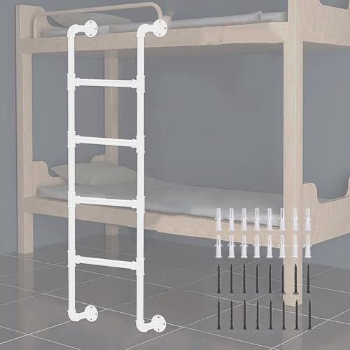 AYVADA Wall Mounted Metal Step Ladders - 39/49/51/55/59/65 White Wrought Iron Bunk Bed Ladder Multi-Purpose Loft Straight Ladders with Mounting Fittings，Loads 330lb(220cm/87in)