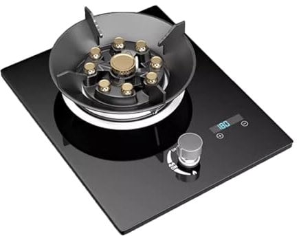 1 Burner Gas Hob,Stainless Steel Glass Top Wok Cooker,5.2kW High Power for Campervan,Kitchen and Outdoor Use with Timer and Flameout Protection(LPG)