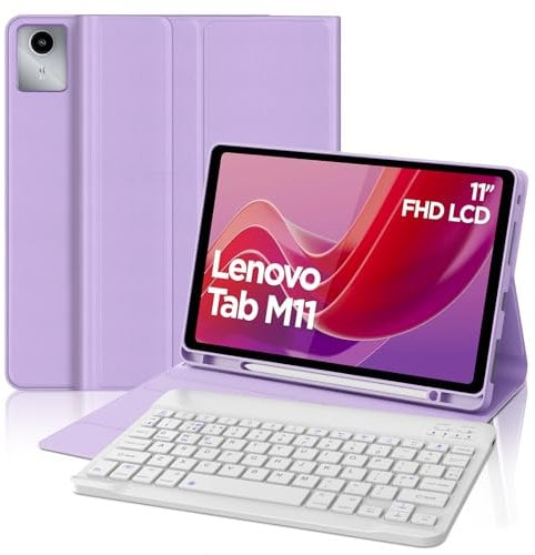 Lenovo Tab M11 11 inch Keyboard Case, QWERTY UK Layout Keyboard Case for Lenovo Tab M11 2024 Tablet (TB330FU/TB330XU), Smart Case with Detachable Bluetooth Keyboard, Violet