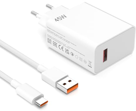 45W USB C Ladegerät Schnellladegerät für Redmi 17 mit 1M Ladekabel | Für Redmi Note 15pro 15 14pro 14 13 12 11 Pro Xiaomi Poco X7 M7 Pro Poco M8 M7 M6 15C 14C 13C