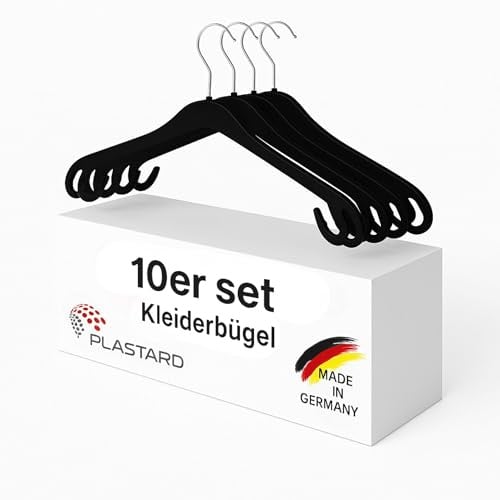 Plastard NA47 Erwachsenen-Kleiderbügel 10 Stück -drehbarer Haken, Jacken | ideal fürXL-Größen, Mäntel & Anzüge, Jacken, Buisness Kleidung, Kleider 10 kg belastbar, nur 0,8 cm schmal platzsparend