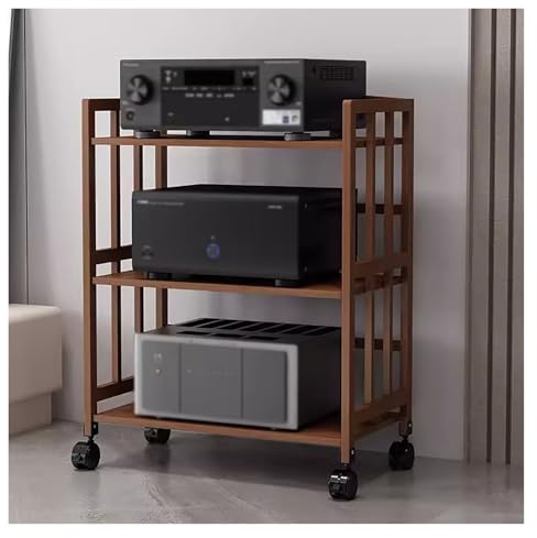 HiFi Rack 2/3/4/5 Etagen AV Media Stand - Verstellbares Audio Rack Regal für CD Plattenspieler & Stereo Receiver - Büro & Home Komponentenaufbewahrung mit Rollen & Eckdesign