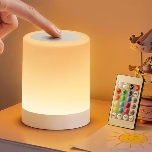 Auxmir Nachttischlampe Nachtlicht Touch Dimmbar mit Fernbedienung, Weiß