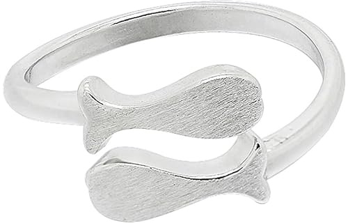 Vipfashion797 Damen Ring, Fisch, Sterling Silber 925, verstellbar 48-53