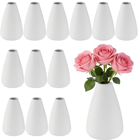 Keramik Vase Set 12 Keramik Vasen Minimalistische Blumenvasen,10cm Einzigartige Blumenvasen für Mittelstücke,Dekorative Moderne Vasen für Home Decor Tisch Eingang Bürotisch