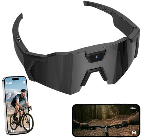 4K POV Baseball Glasses with Camera, 120° Ultra-Wide Angle Baseball Recording Glasses, for Cycling, Hiking & Outdoor Activities (Black,128G)