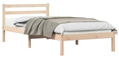 XHNIFBN Echtholz Bettgestell 215,5 x 105,5 x 69,5 cm Kiefer massiv in Braun, Modernes Schlafraum Design mit Lattenrost und Kopfteil, Robuste Konstruktion für Jugendzimmer und Gästezimmer