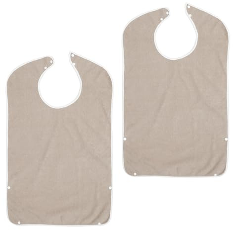 HOMOCONO Lot de 2 Bavoirs pour Adultes en Fibre de Bambou Imperméables, Design Facile à Enfiler, Protection Alimentaire pour Personnes Âgées, Fête des Pères
