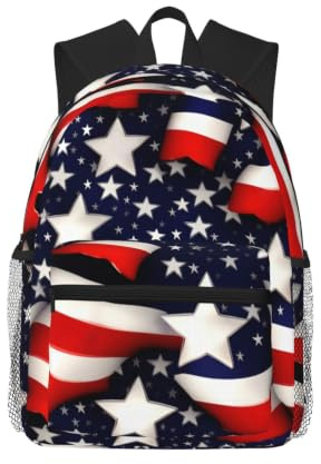 Yyoretp Zaino casual per computer portatile, stampa con bandiera americana, stelle e strisce, zaino classico per viaggi e lavoro, borsa leggera