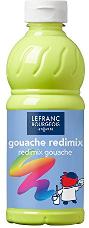 Lefranc Bourgeois - Gouache liquide Redimix pour enfants - Bouteille 500ml - Jaune fluo