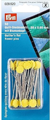 Prym Quilt-Stecknadeln mit Blumenkopf, Stahl, gelb, 50mm
