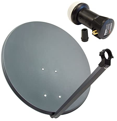 PremiumX Satelliten-Komplettanlage 60cm Satellitenschüssel Aluminium Deluxe Single LNB 4K UHD