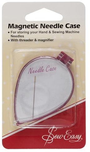 Sew Easy Magnetic Needle Case – with Threader & Magnifier, Needle & Pin Safe Storage Prevents Loss, Sewing Holder for Quilting Patchwork Dressmaking Pins