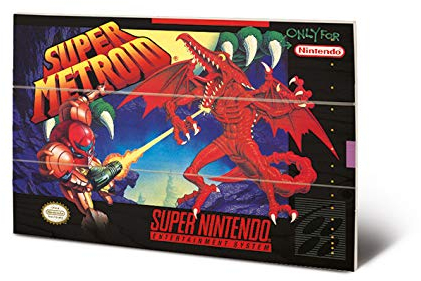Nintendo MW12483P Kunstdruck auf Holz, 29,5 x 20 cm (Super Metroid), mehrfarbig, 20 x 29, 5 x 1, 2 cm