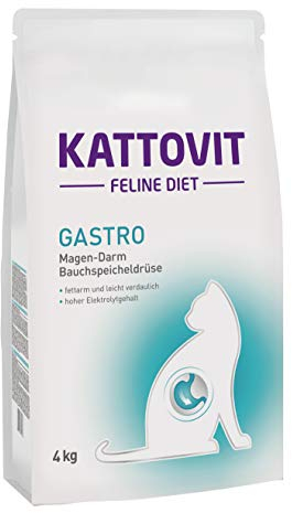 KATTOVIT - Gastro Trockenfutter für Katzen | Katzen-Trockenfutter zur Unterstützung des Magen-Darm-Systems | Diätfutter als Alleinfuttermittel für ausgewachsene Katzen | 4 kg