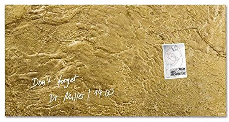 SIGEL GL266 Premium Glas-Magnettafel 91x46 cm Motiv Metallic-Gold hochglänzend, TÜV geprüft, einfache Montage, Artverum