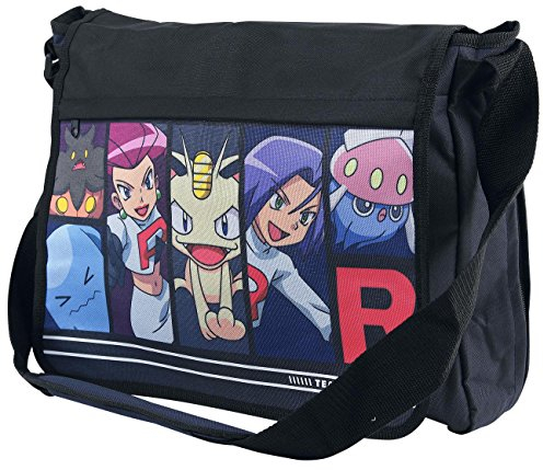 Bioworld POKEMON Team Rocket Messenger Bag Umhängetasche, 49 cm, 10 liters, Schwarz (Black)