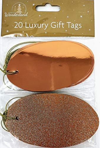 Luxury Oval Tags, Glitter and Foil Design (Rose Gold)
