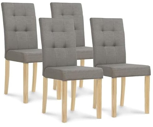 IDMarket - Lot de 4 chaises POLGA capitonnées Grises pour Salle à Manger