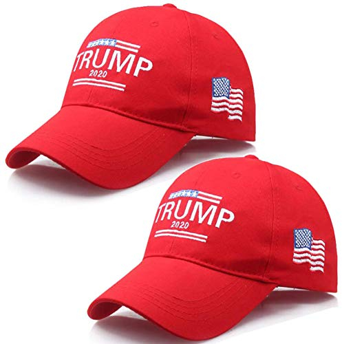 YAKER Donald Trump 2020 Keep America Great Cap Verstellbare Baseballmütze mit USA-Flagge [2/3 Pack] - - Einheitsgröße