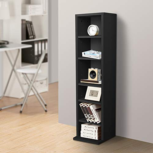 DVD Storage Tower Rack CD unit shelf organizer archieve wood Black White (Black)