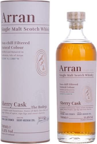 ARRAN - Sherry Cask The Bodega - Whisky Single Malt - Notes de Chocolat Noir & Ginger - Origine : Écosse/Highlands-Arran - 55,8% Alcool - 70 cl, 700 milliliters