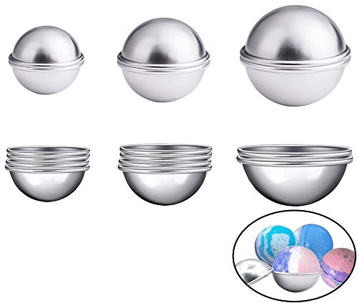 Anyasen 16 Stücke Bath Bomb Mold Kit DIY seifenform Badebombe Formen Kit Aluminium Badebomben Metallform Bath Bomb Kuchen Molds Seifenform für Hausgemachte Badebomben für Handwerk 8 Set 3 Größen