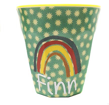 Elfenstall Rice Becher mit Wunsch-Namen personalisiert - zu Nikolaus, Weihnachten oder Geburtstag (Regenbogen, Medium)